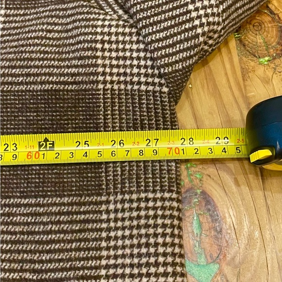 Abercrombie & Fitch Womens Dad Over Coat Brown Plaid Houndstooth Wool Blend 2XL - Picture 4 of 10